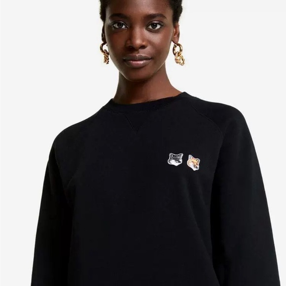 NWT MAISON KITSUNÉ Black Double Fox Head Sweatshirt size S - Picture 1 of 14